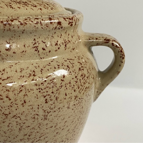 Monmouth Pottery Vintage Crock Canister Jar Bean Pot Shape Maple Leaf Splatter - Picture 6 of 14